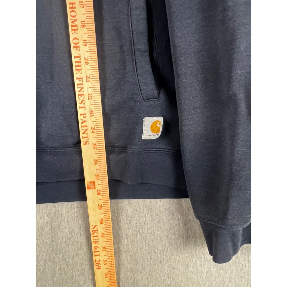Carhartt Mens 2XL Navy Blue Quarter Zip Pullover Sweatshirt Raglan Sleeve Pocket - Picture 3 of 7